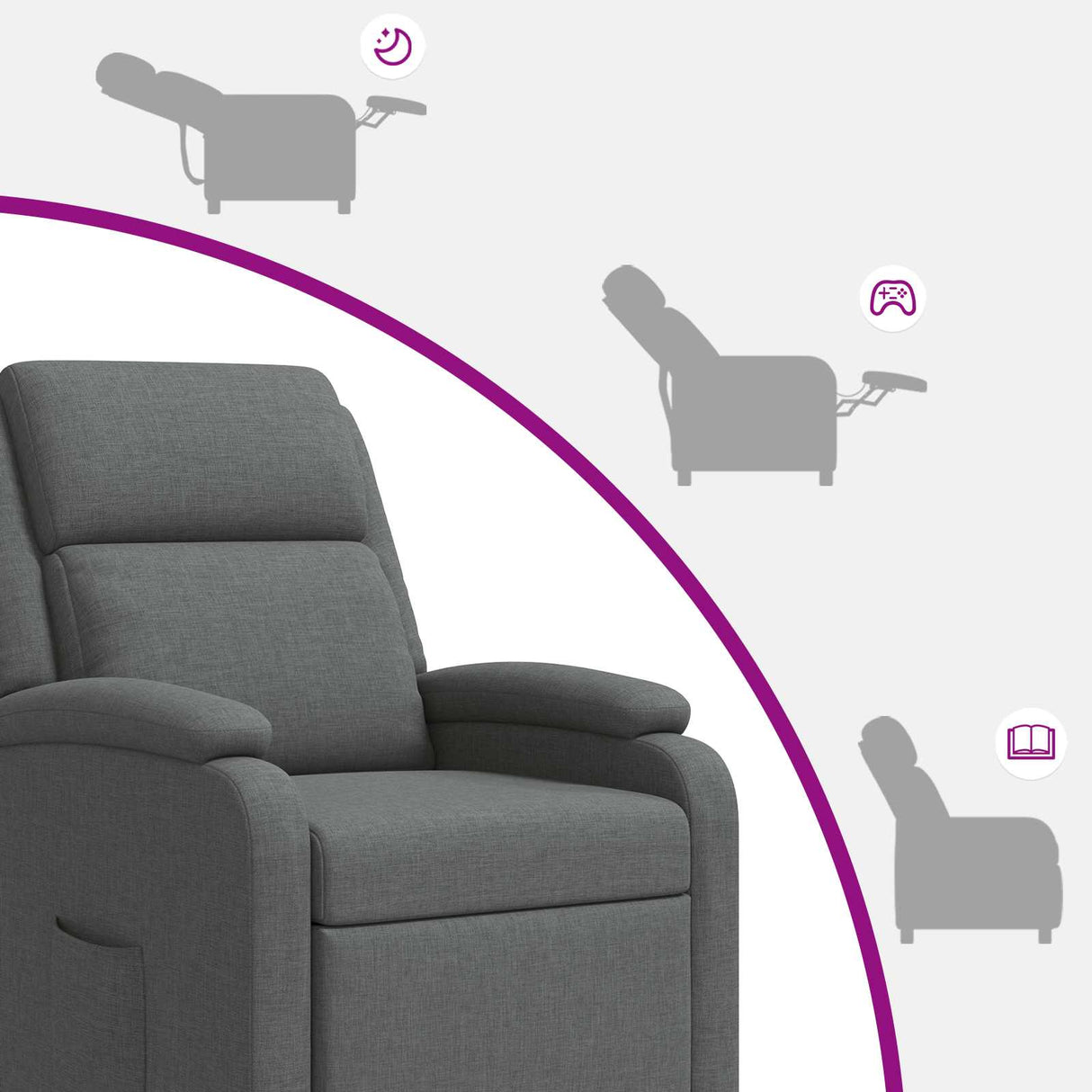vidaXL Recliner Lichtgrijs Stof