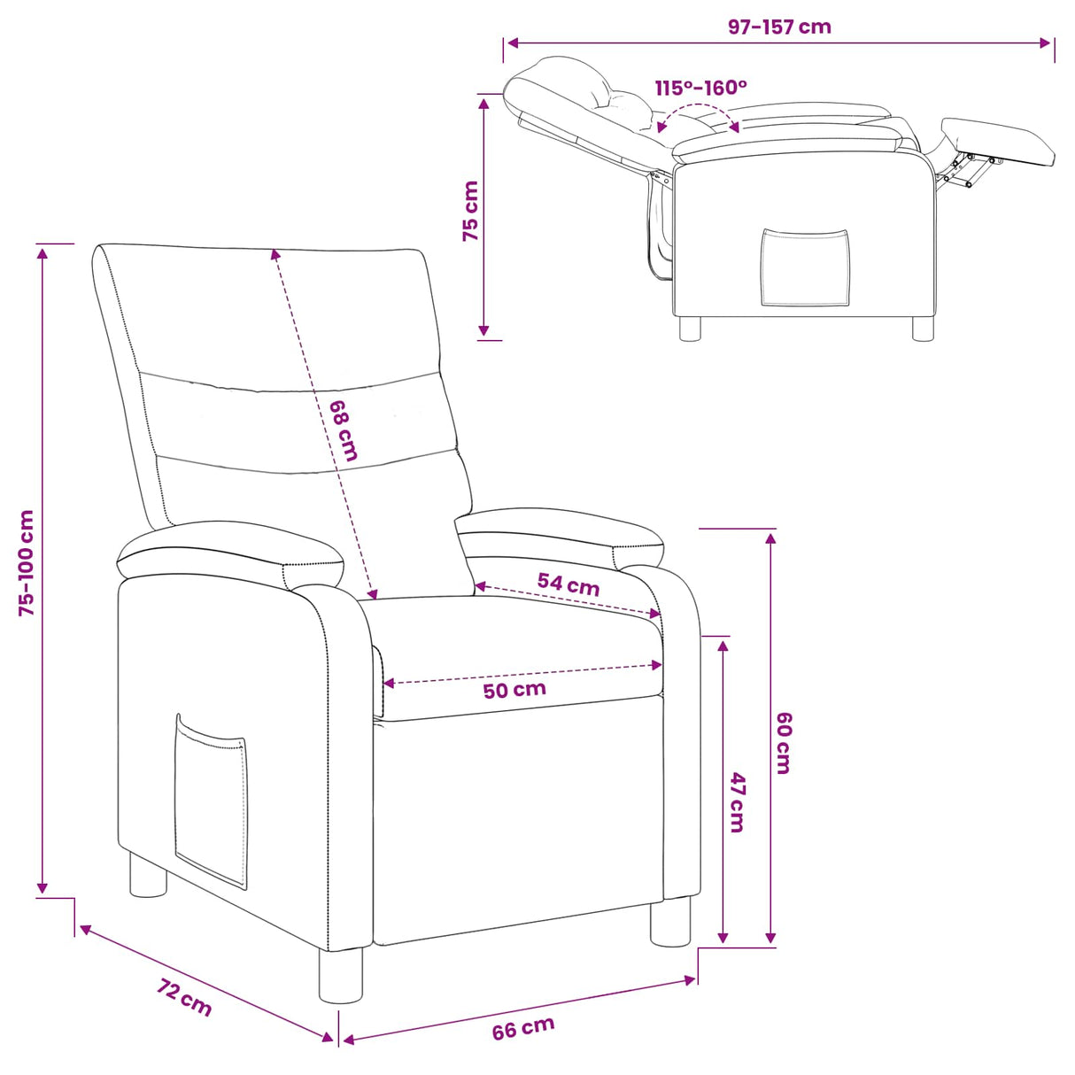 vidaXL Recliner Zwart Kunstleer