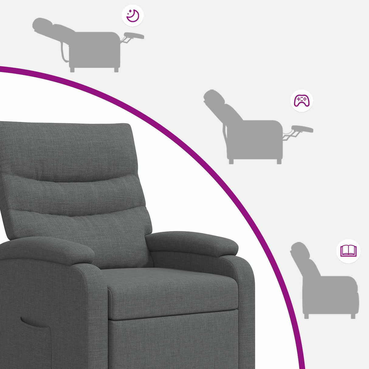 vidaXL Recliner Lichtgrijs Stof