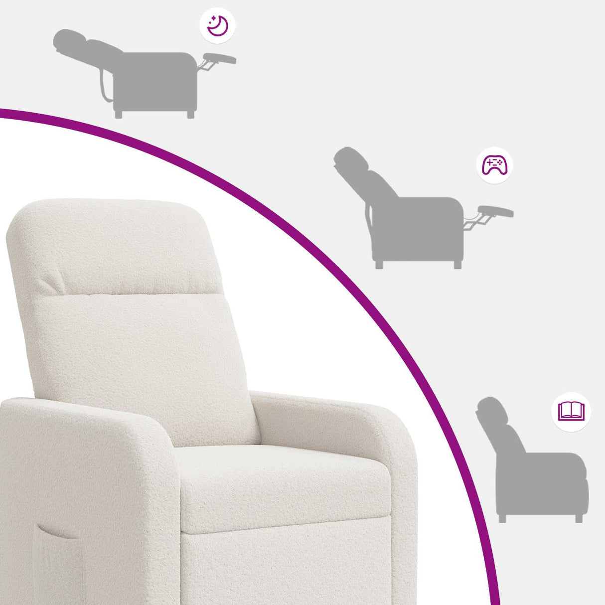 vidaXL Recliner Lichtgrijs Bouclé