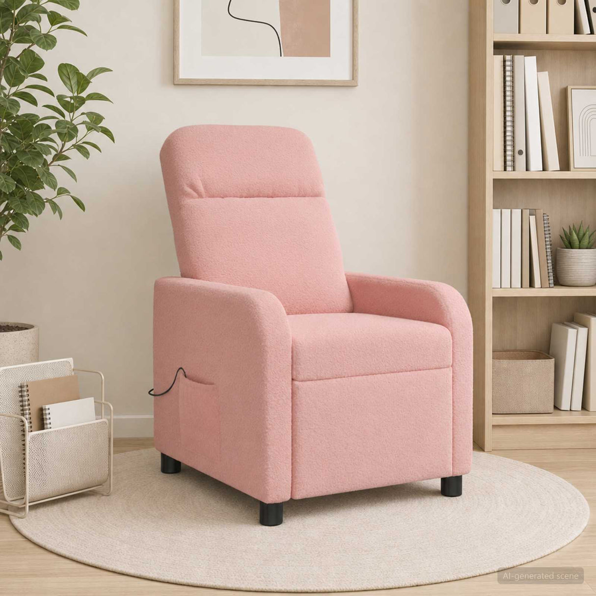 vidaXL Recliner Lichtgrijs Bouclé