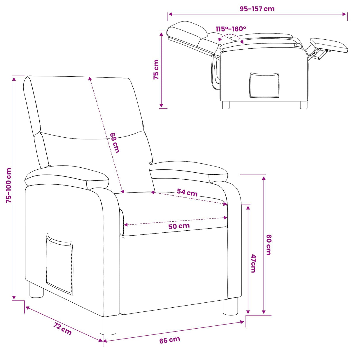 vidaXL Recliner Light Grey Fabric
