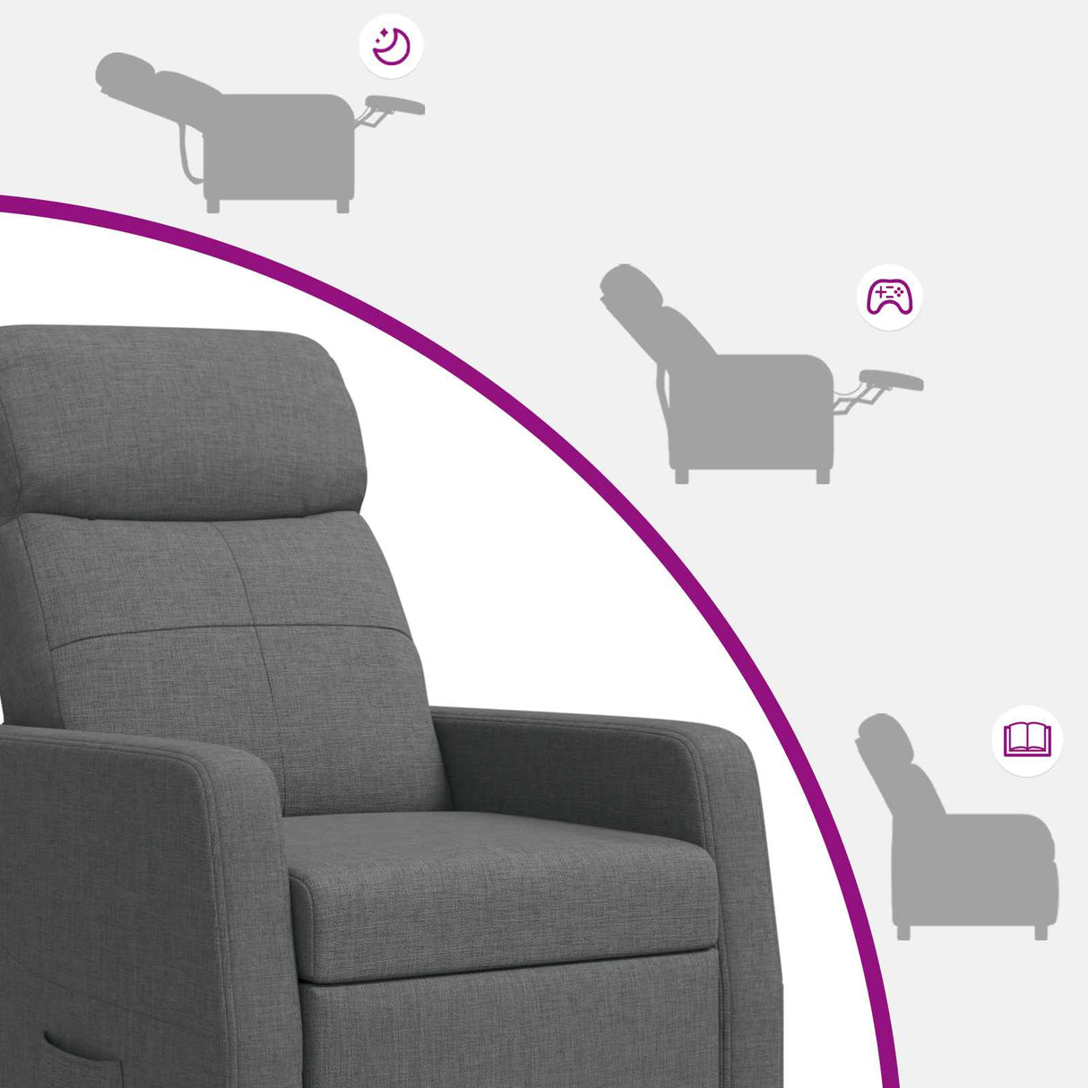 vidaXL Recliner Light Grey Fabric