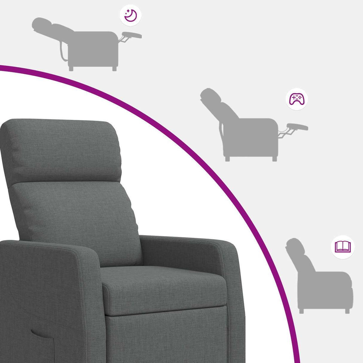vidaXL Recliner Light Grey Fabric