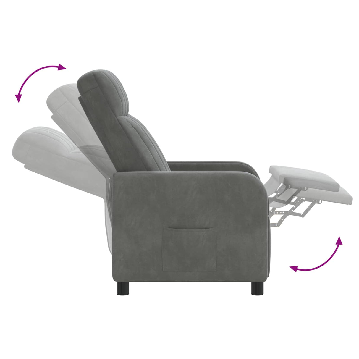 vidaXL Recliner Lichtgrijs fluweel
