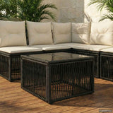 vidaXL Tuin Tafel Zwart 55 x 55 x 37 cm PE Riet en Glas