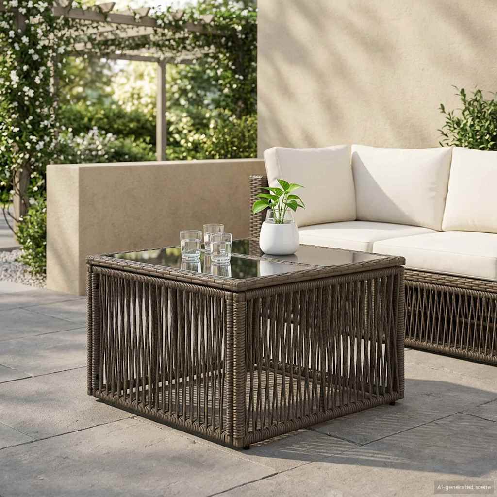 vidaXL Tuin Tafel Zwart 55 x 55 x 37 cm PE Riet en Glas
