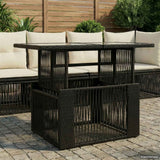 vidaXL Tuin Tafel Zwart 100 x 55 x 37 cm PE Riet en Glas