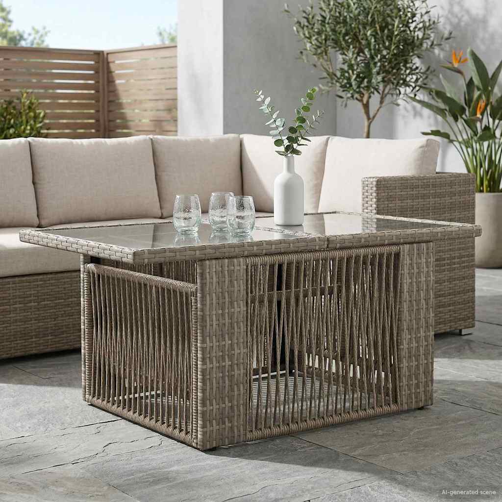 vidaXL Tuin Tafel Zwart 100 x 55 x 37 cm PE Riet en Glas
