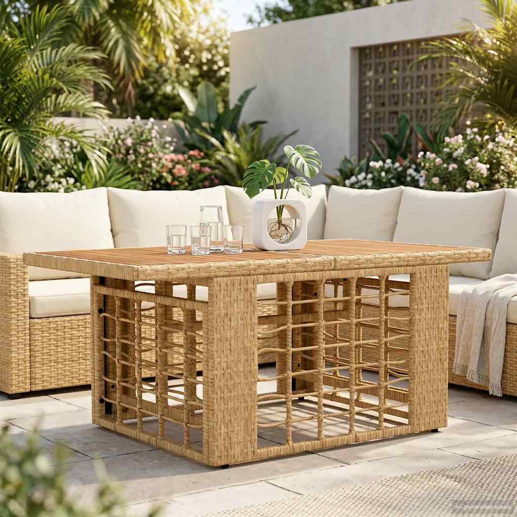 vidaXL Tuin Tafel Zwart 100 x 55 x 37 cm PE Riet en Glas