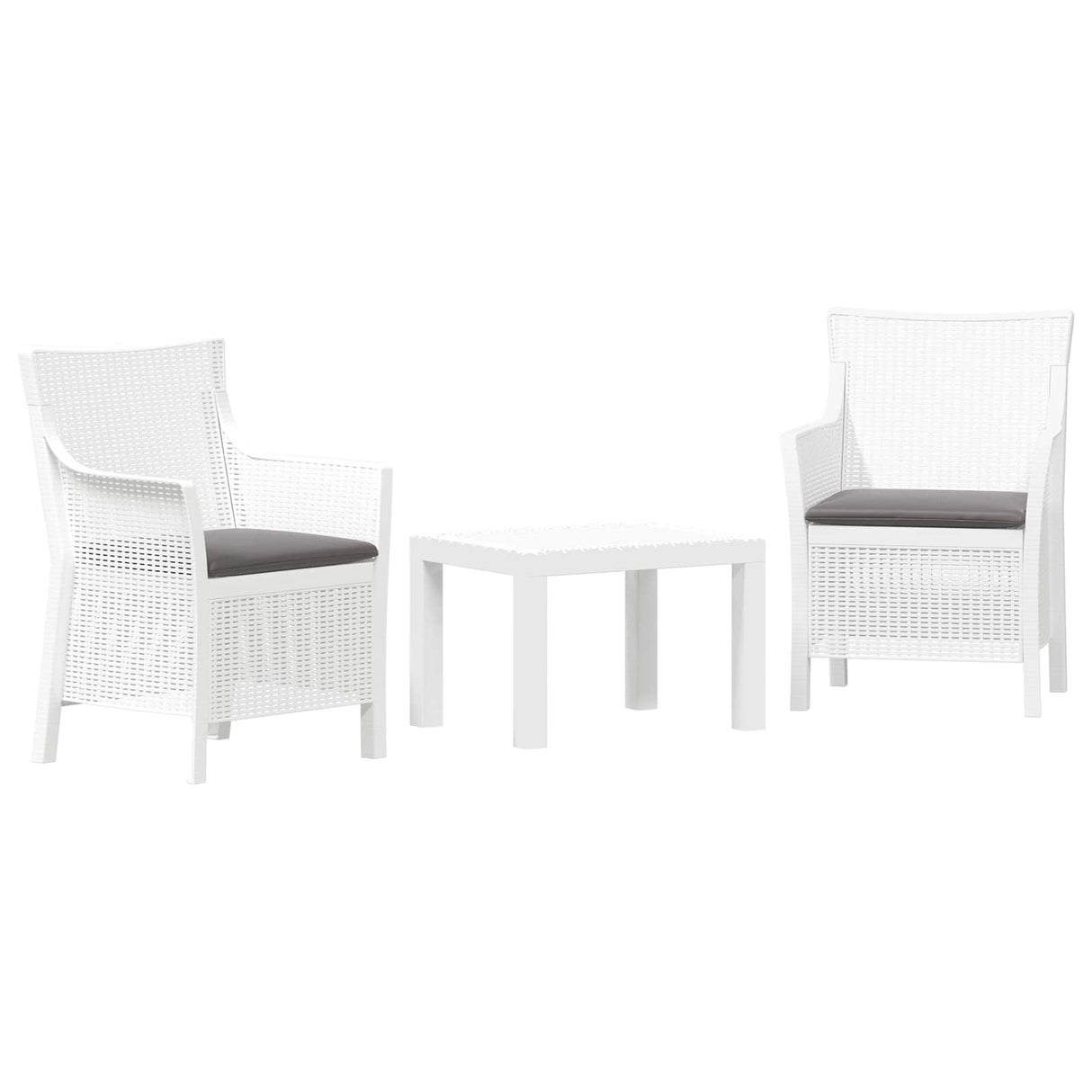 vidaXL Lounge Set with Cushions 3 pcs White PP