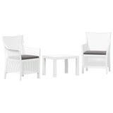 vidaXL Lounge Set with Cushions 3 pcs White PP