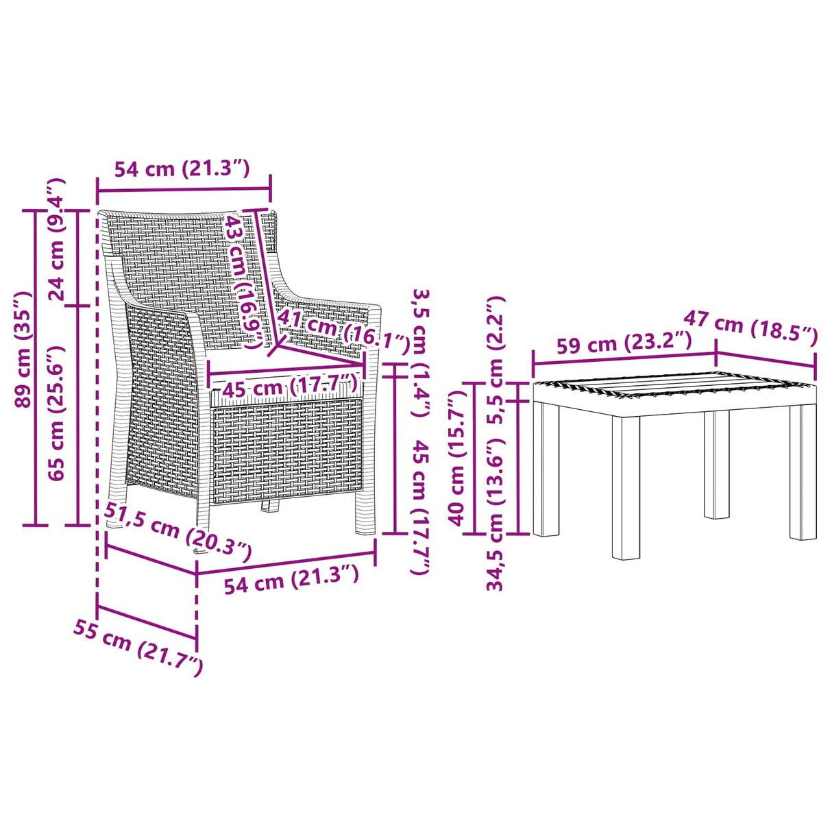 vidaXL Lounge Set with Cushions 3 pcs White PP