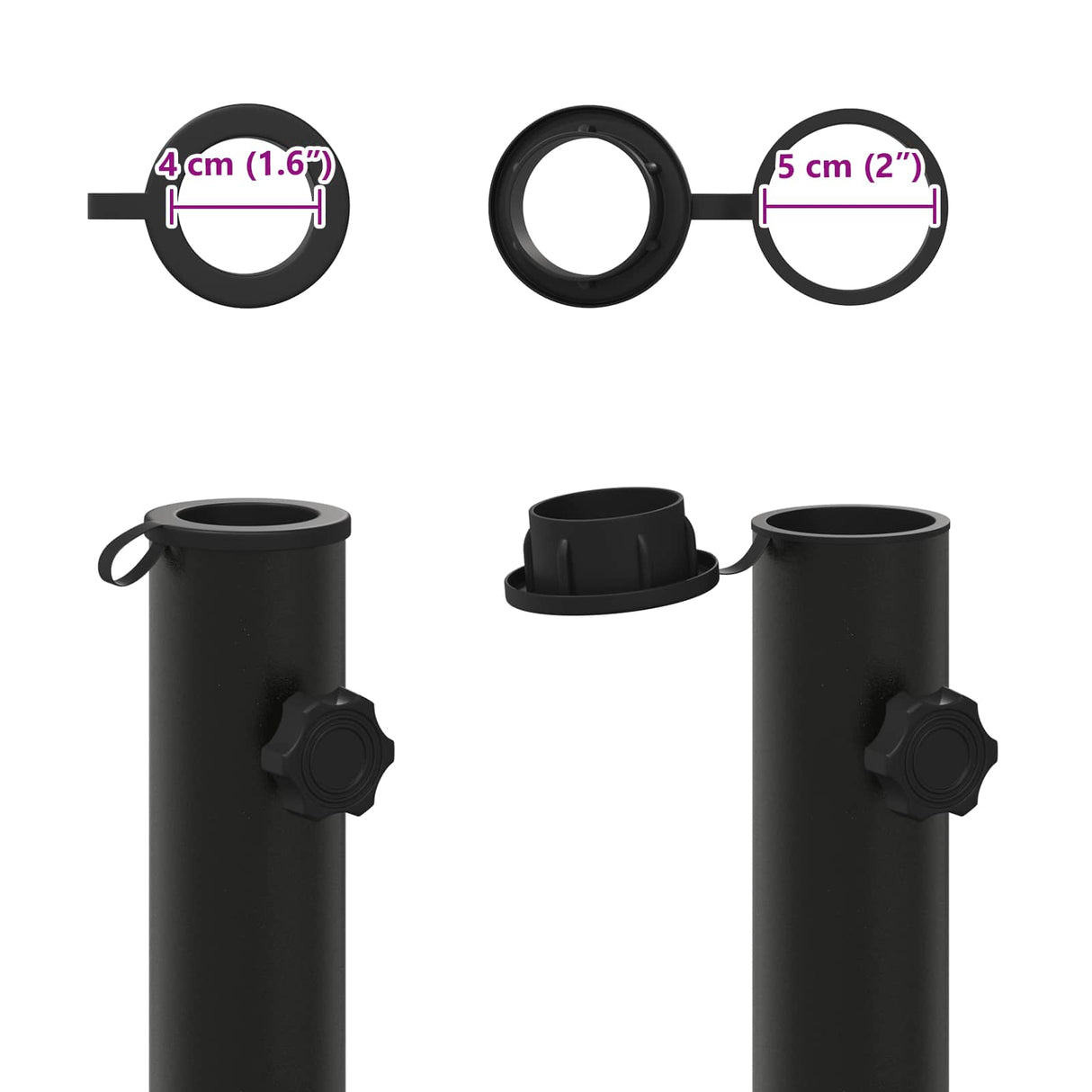 vidaXL Parasol Basisbuis 0.63 kg Natuurlijk RVS Roestvrij staal