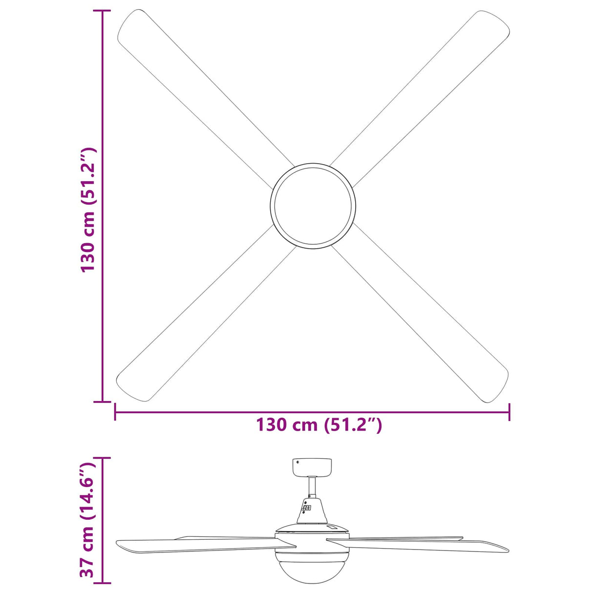 vidaXL Plafondventilator met lamp 82 cm lichtbruin