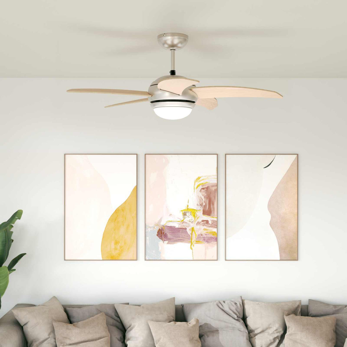 vidaXL Plafondventilator met lamp 82 cm lichtbruin