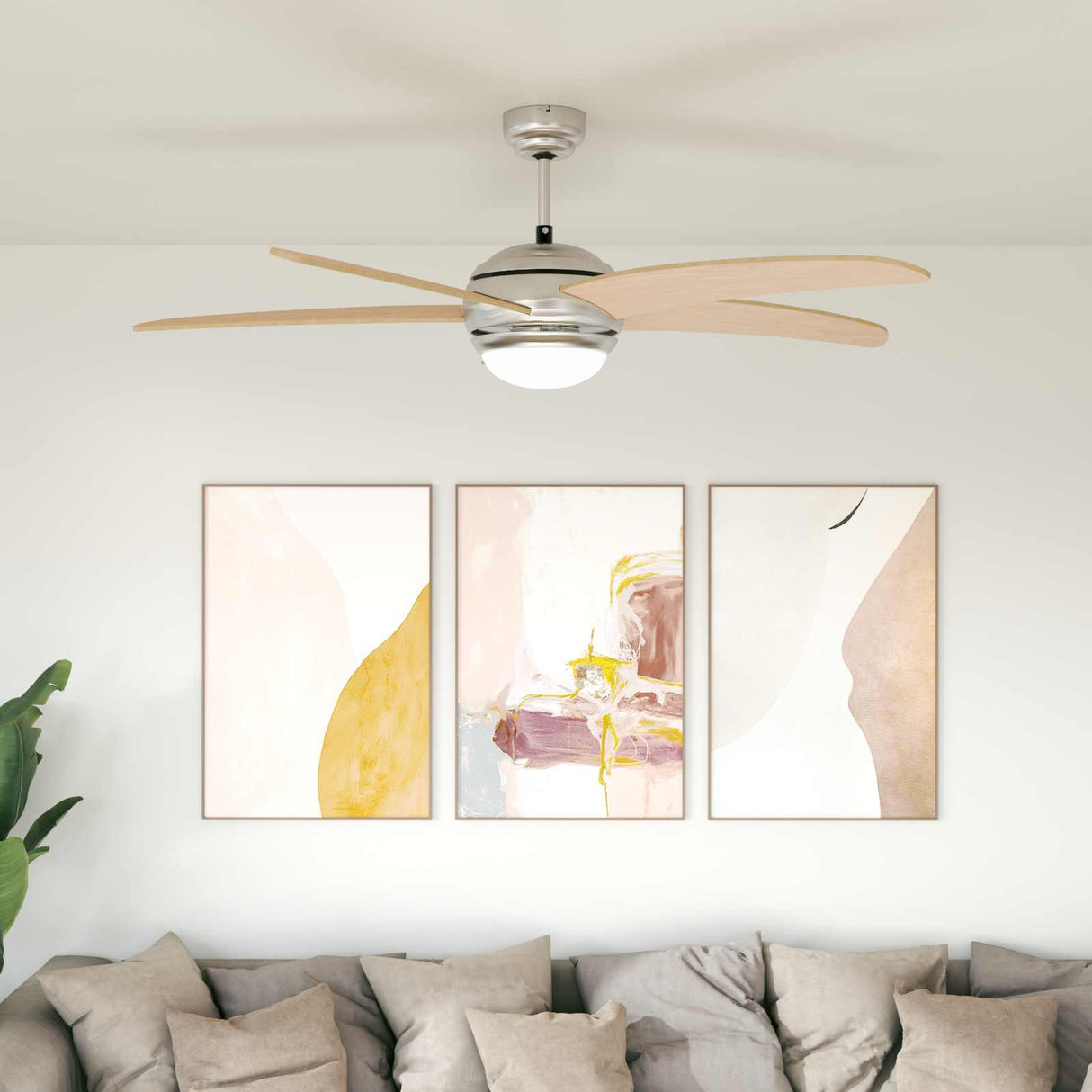 vidaXL Plafondventilator met lamp 82 cm lichtbruin