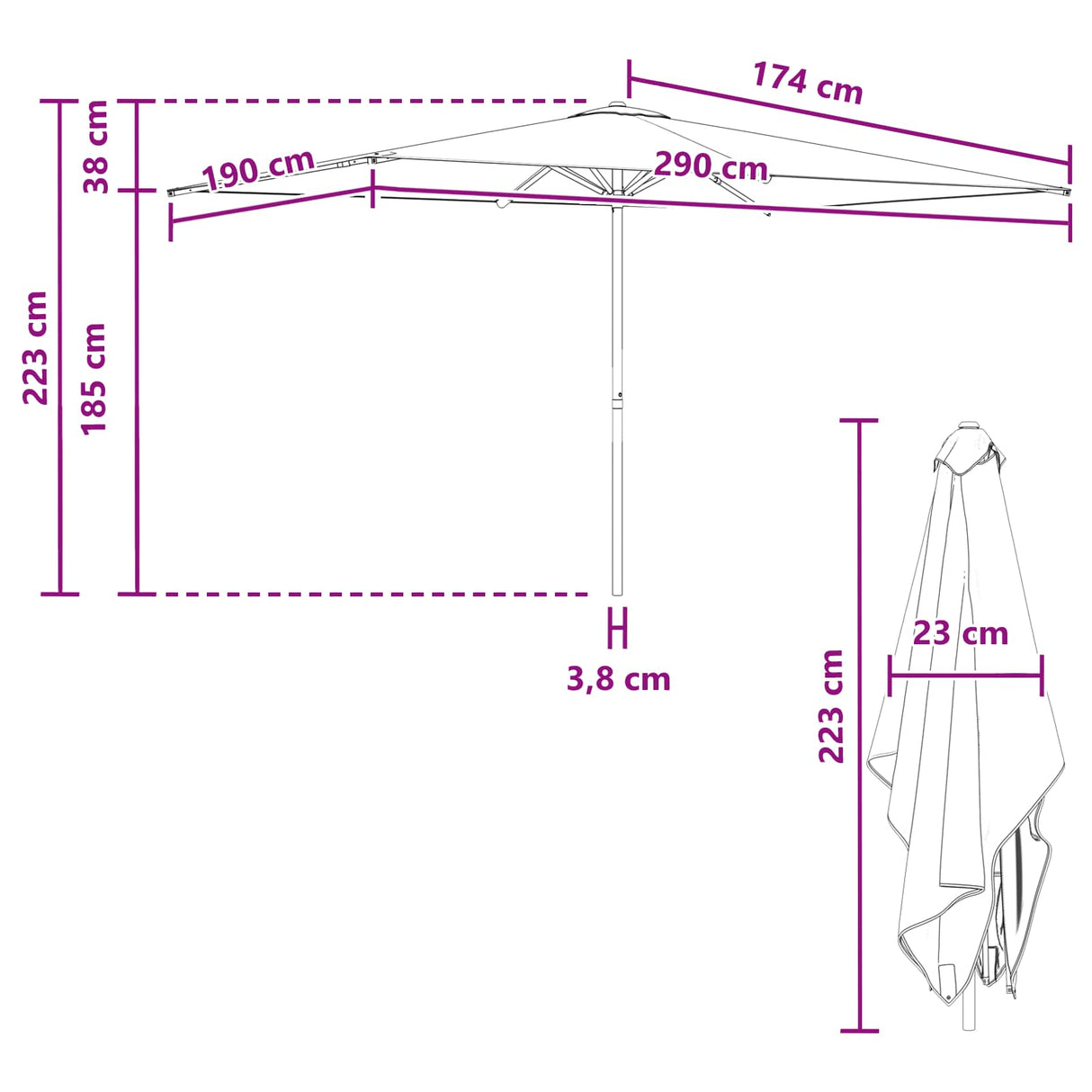 vidaXL Tuinparasol 200 x 300 cm Polyester Rechthoekig Crèmekleurig