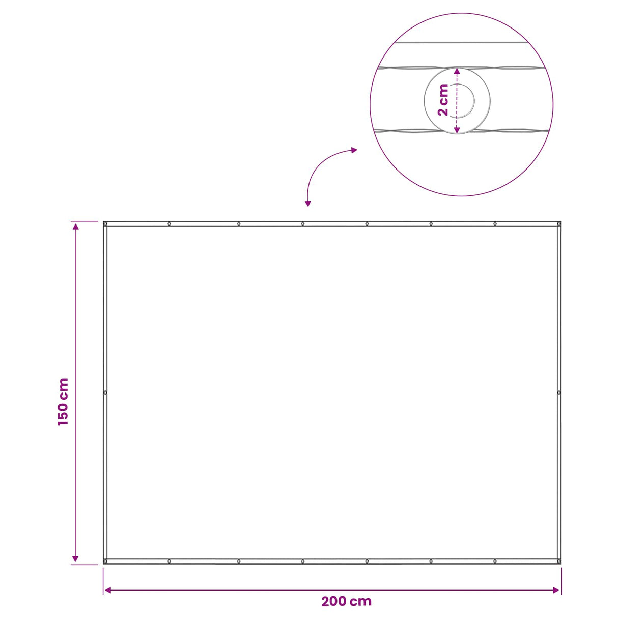 vidaXL Balkon Privacy Scherm 150 x 200 cm Stof met PU-coating
