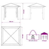 vidaXL Tuinpaviljoen zonder Zijwand 2,6 x 2,6 m Crème en bruin