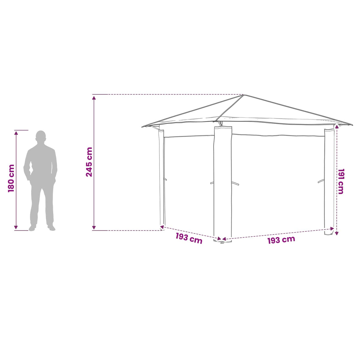 vidaXL Tuinpaviljoen zonder Zijwand 2,6 x 2,6 m Crème en bruin