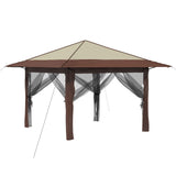 vidaXL Tuinpaviljoen met 4 Zijwanden 3,3 x 3,3 m Crème en bruin