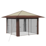 vidaXL Tuinpaviljoen met 4 Zijwanden 3,3 x 3,3 m Crème en bruin