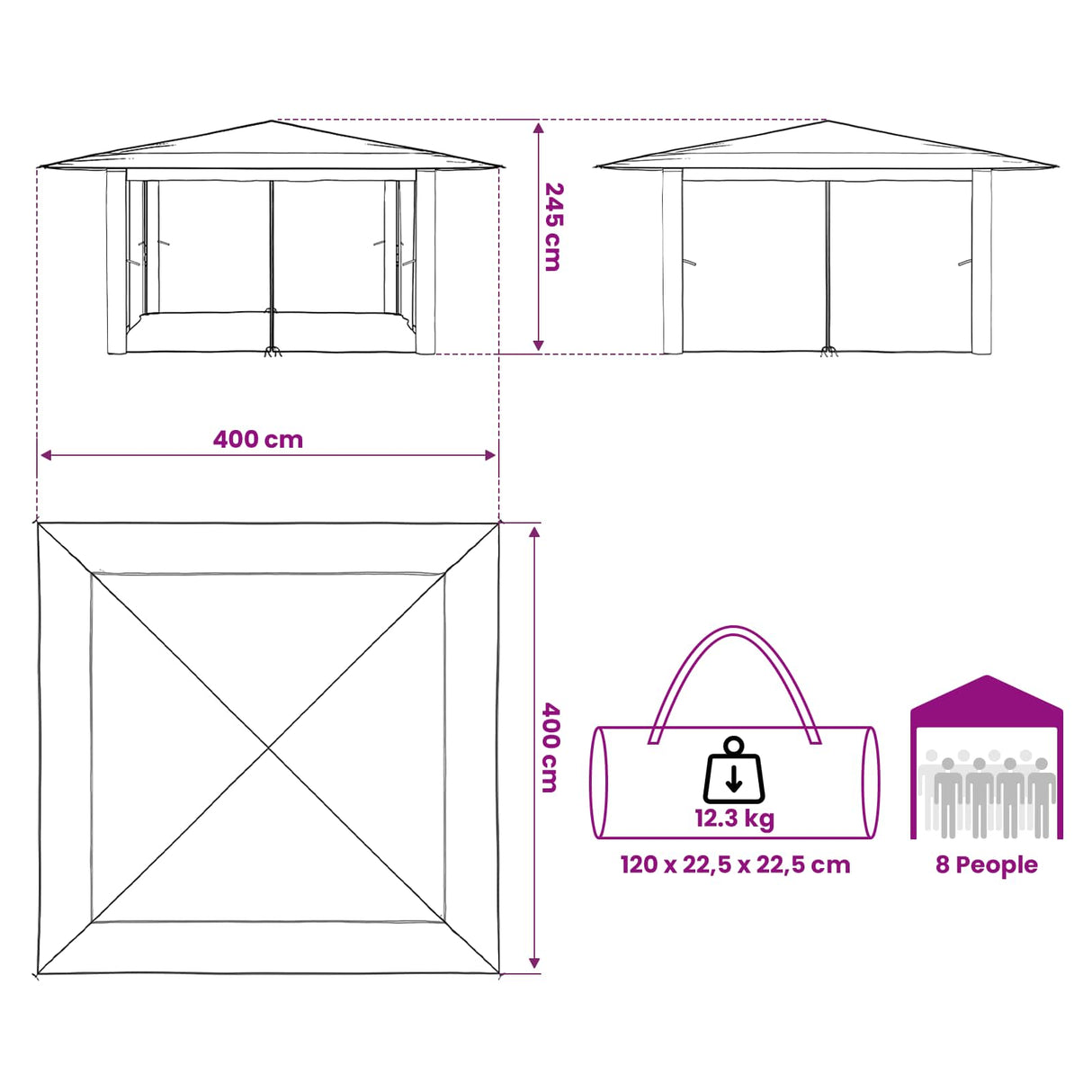 vidaXL Gazebo zonder Zijwand 4 x 4 m Crème en bruin