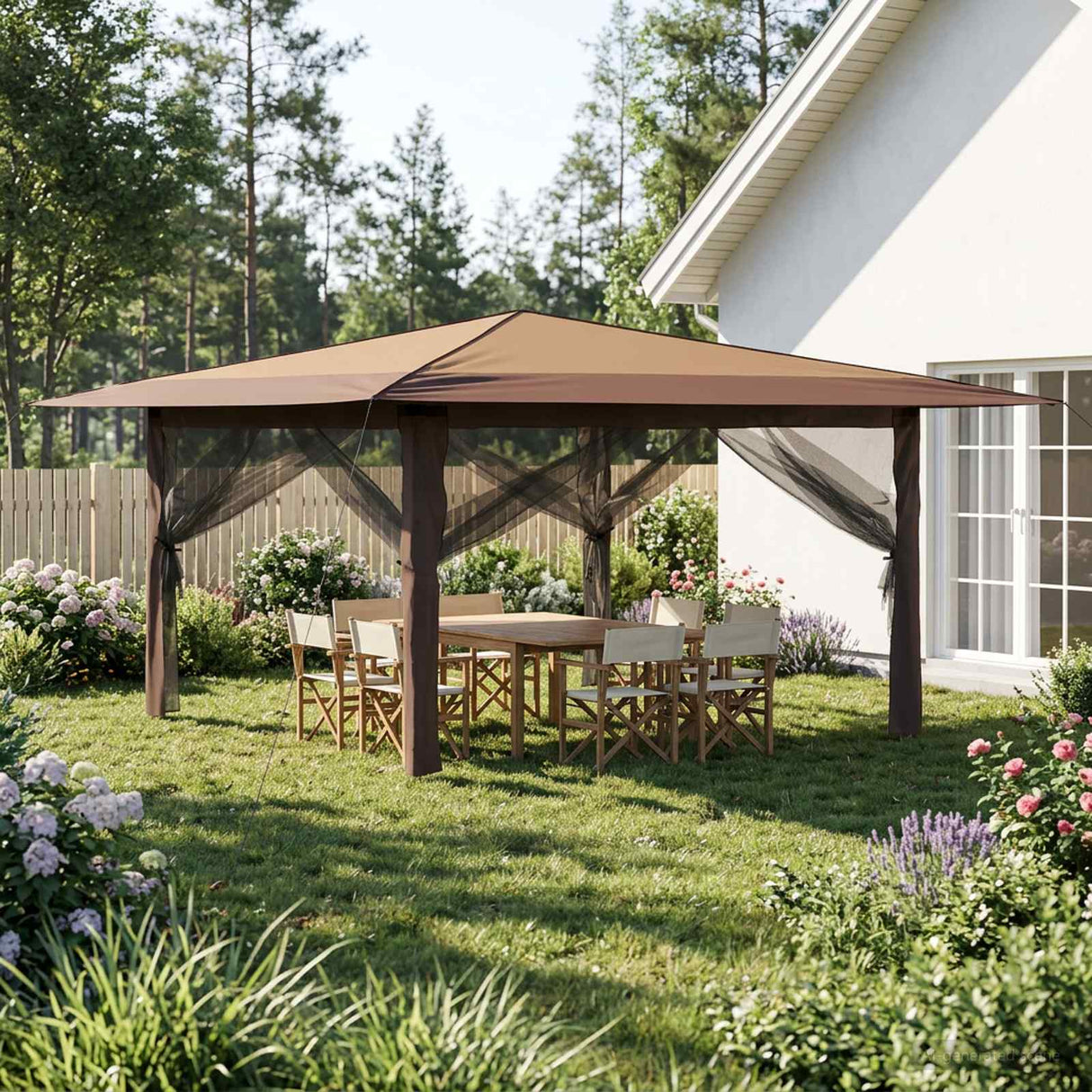 vidaXL Gazebo zonder Zijwand 4 x 4 m Crème en bruin