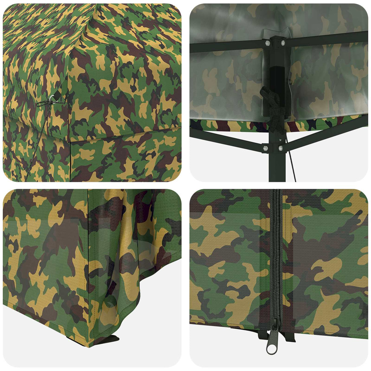 vidaXL Luifel Tent met 4 Zijkanten 3 x 4 m Leger Camouflage