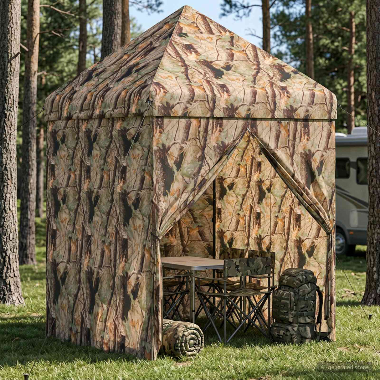 vidaXL Pop-up Gazebo met 4 Zijwanden 2 x 2 m Bos Camouflage