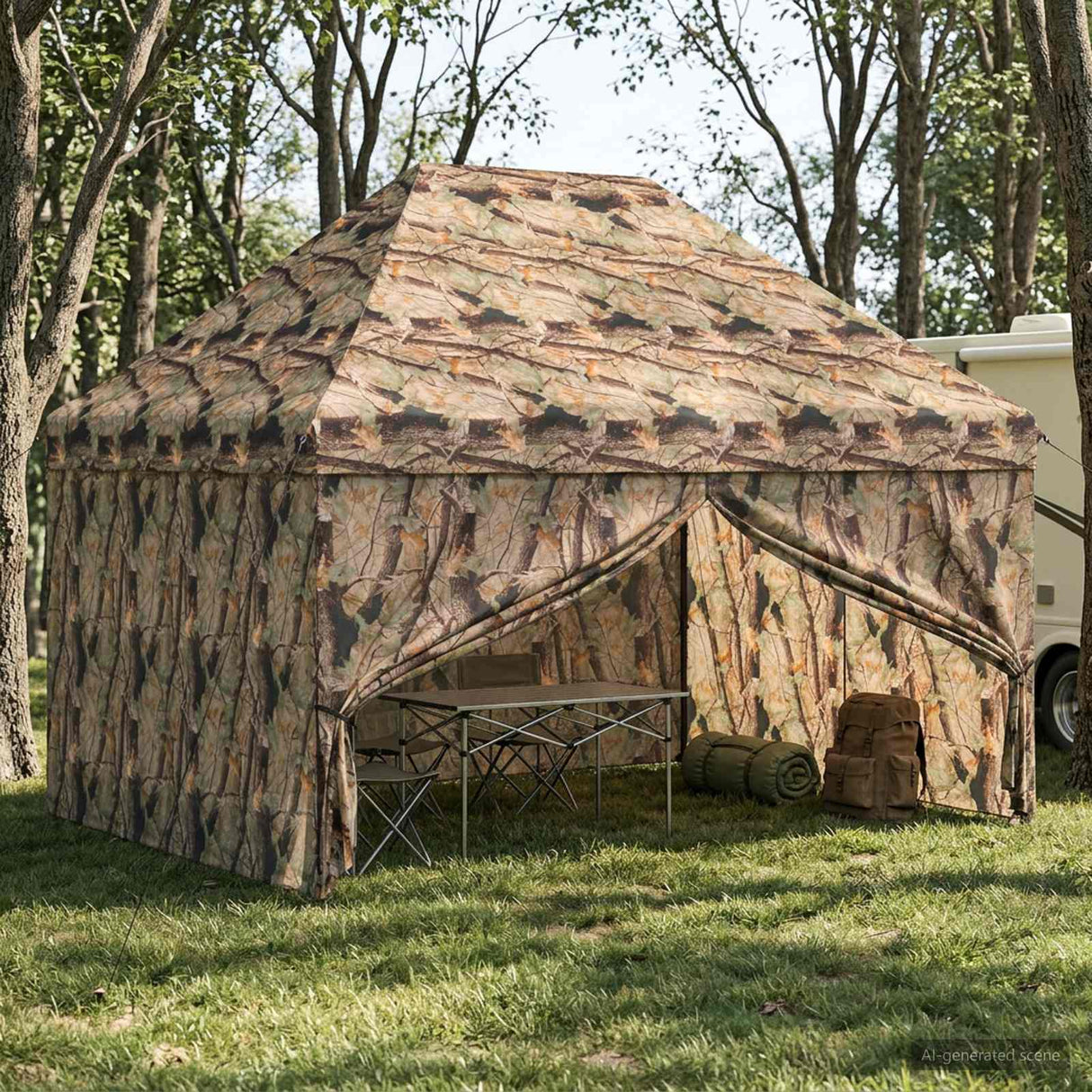 vidaXL Pop-up Gazebo met 4 Zijwanden 2 x 2 m Bos Camouflage