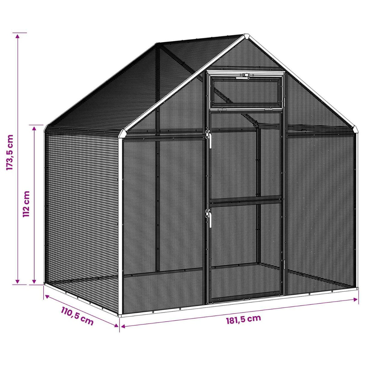 vidaXL Vogelkooi Zilverkleurig 181,5 x 110,5 x 173,5 cm