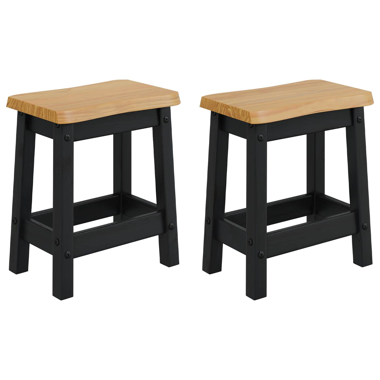 VidaXL Bar Stool EKAI 2 pcs Black 40 x 29 x 45.5 cm Solid Pine Wood