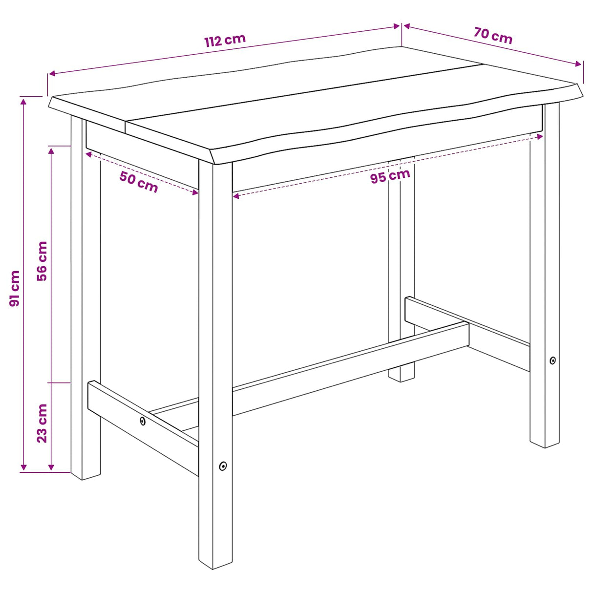 VidaXL Hoge Bartafel EKAI Zwart 112 x 70 x 91 cm Massief grenenhout