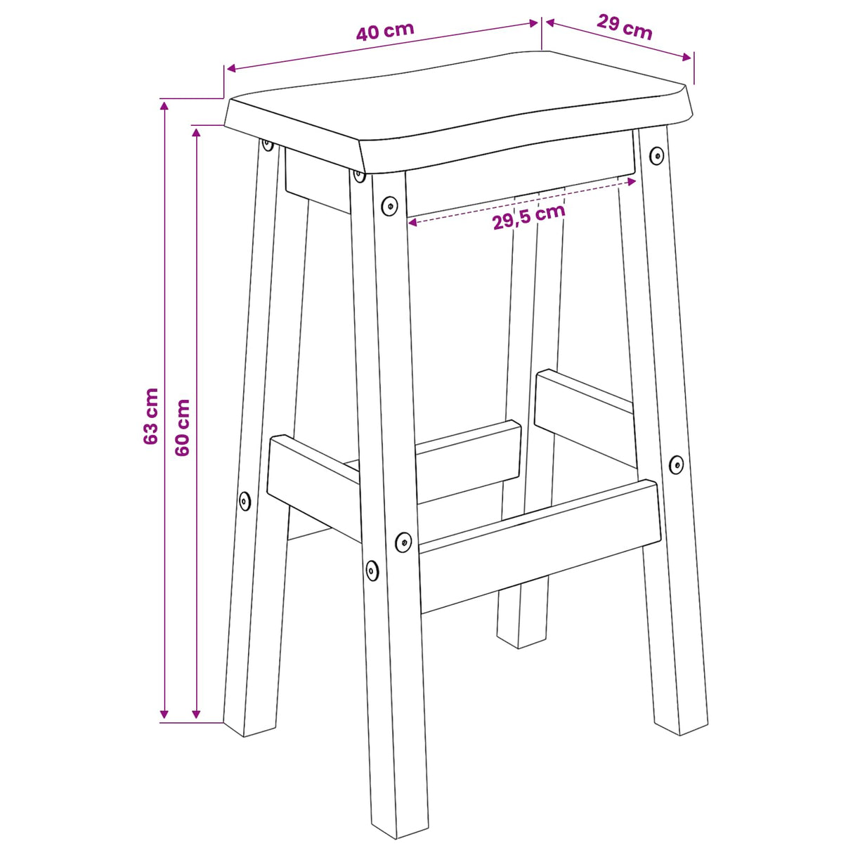 VidaXL Hoge Barkruk EKAI 2 pcs Zwart 40 x 29 x 63 cm