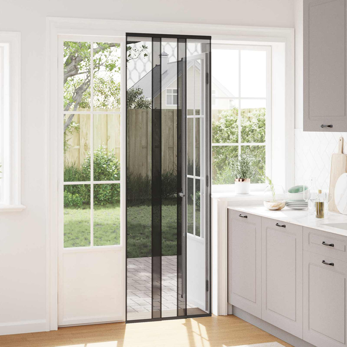 vidaXL Fly Screen Door Curtain 100x220 cm polyester mesh black