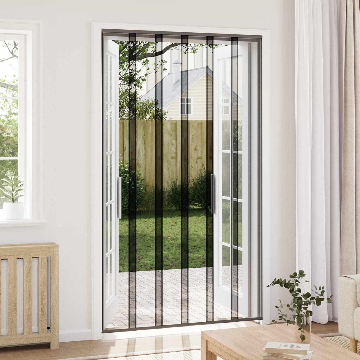 vidaXL Fly Screen Door Curtain 100x220 cm polyester mesh black