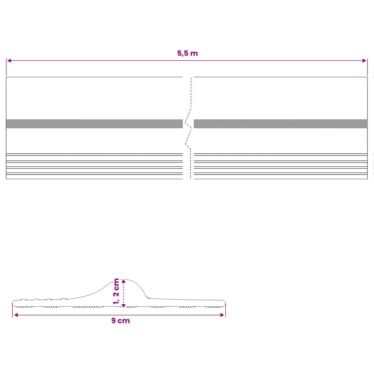 vidaXL Garage Vloerafdichting Zwart en Geel 12 x 90 mm 5,5 m PVC