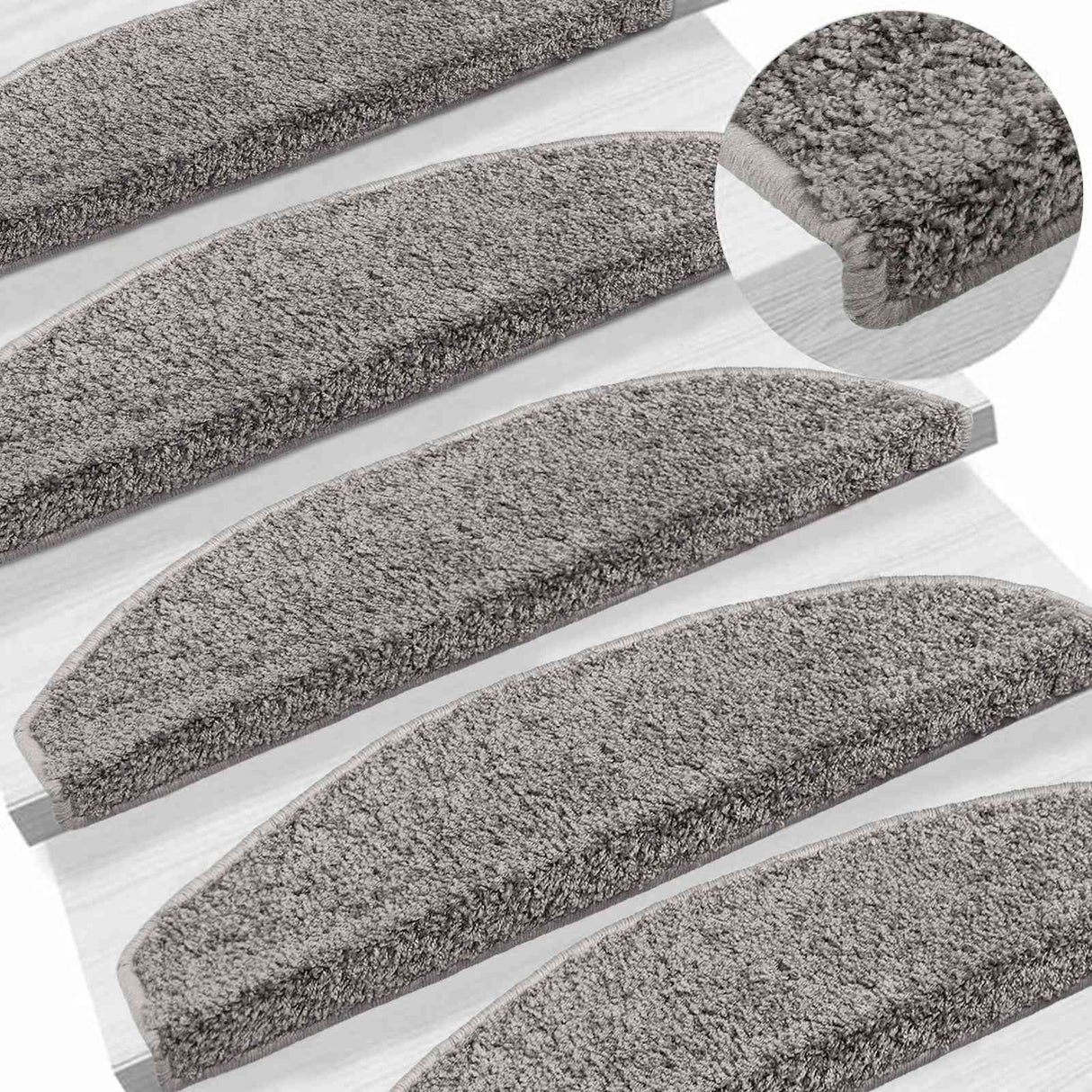 vidaXL Stair Mats 15 pcs 56x17x3 cm Grey Semi-circular