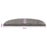 vidaXL Stair Mats 15 pcs 56x17x3 cm Grey Semi-circular