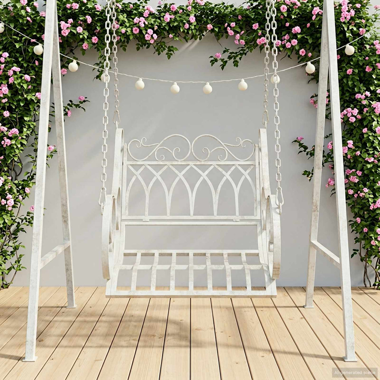 vidaXL Rocking Chair Steel 71 x 75 x 59 cm Antique White