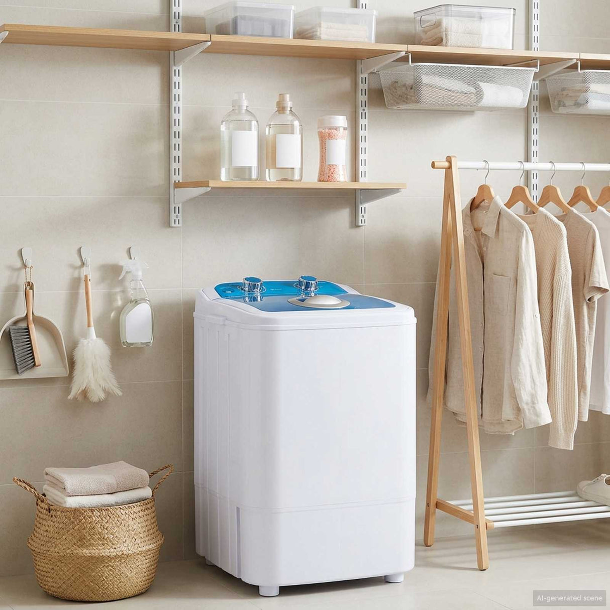 vidaXL Mini wasmachine met één tub 4,6 kg Blauw en Wit