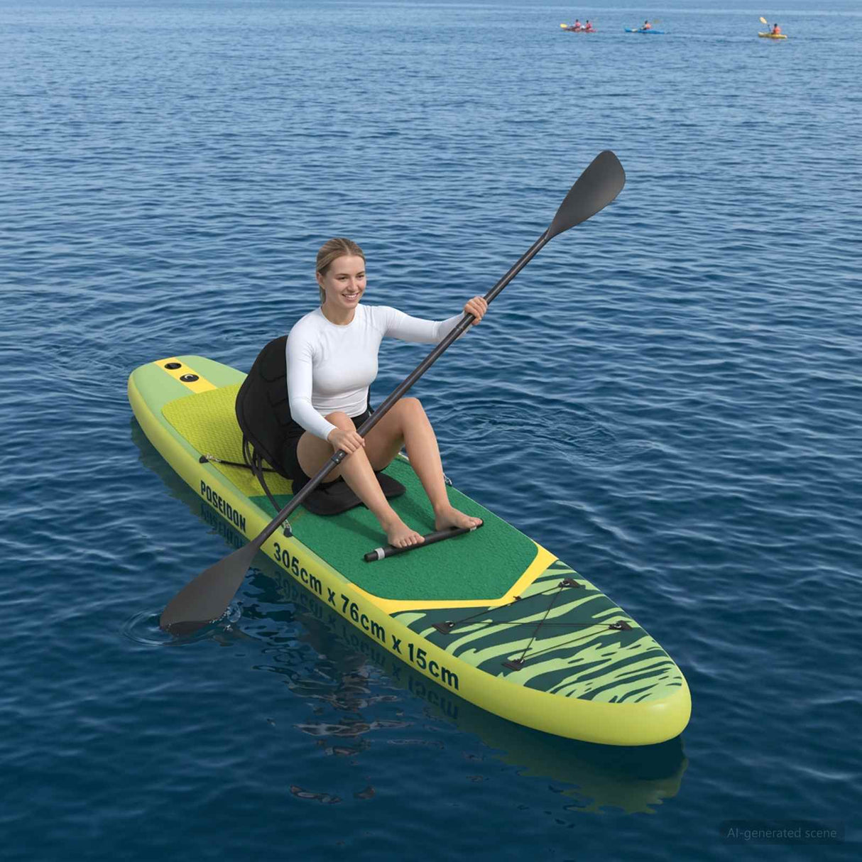 vidaXL SUP Board with Seat 2-in-1 POSEIDON 305 x 76 x 15 cm Green for