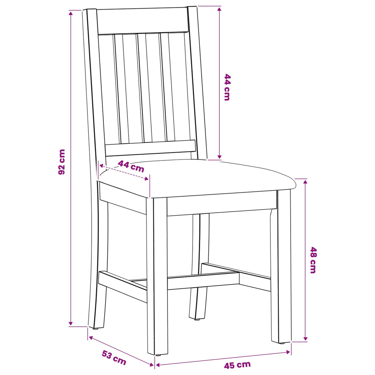 vidaXL Dining Chair VENLO 2 pcs Solid Oak Wood 45 x 53 x 92 cm