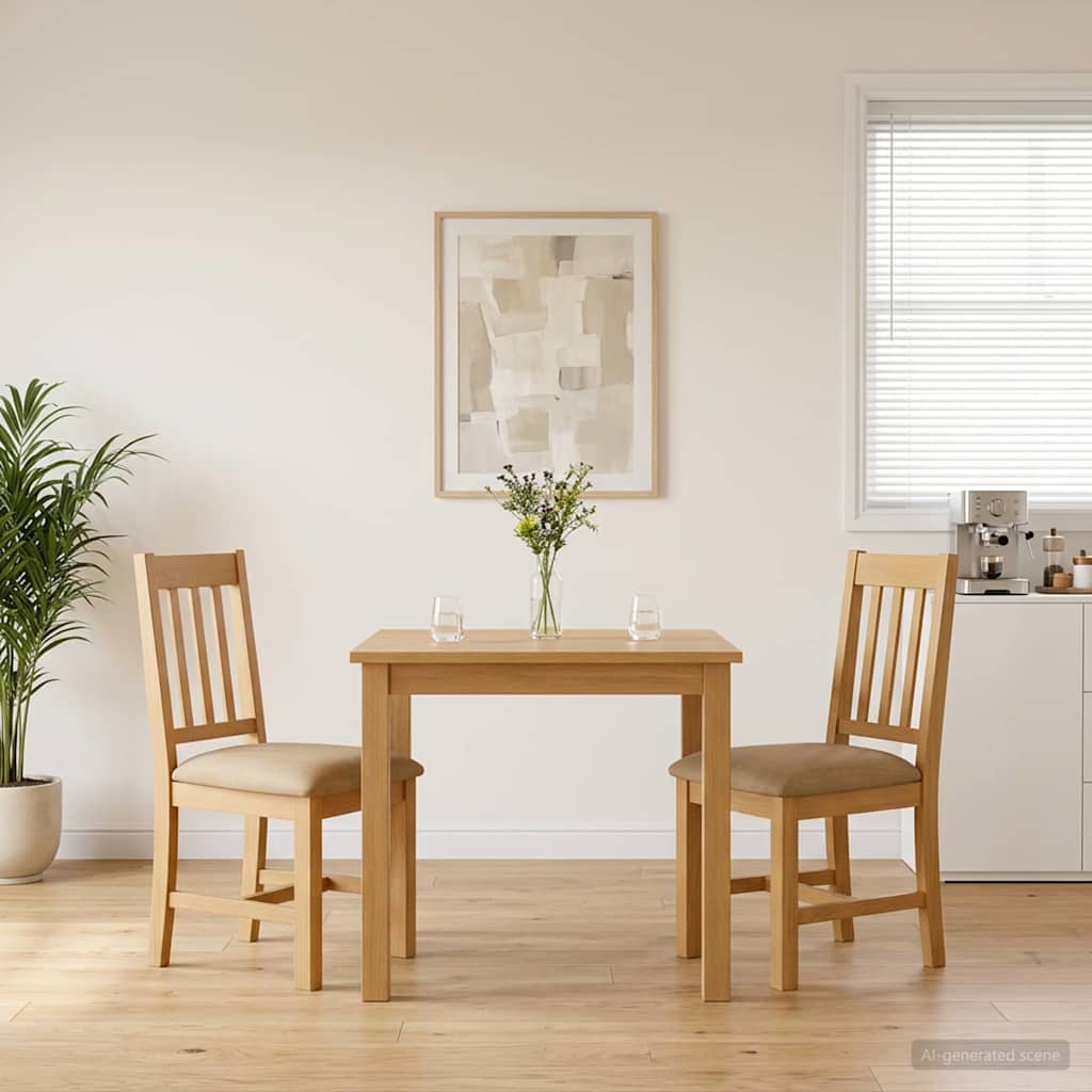 vidaXL Dining Chair VENLO 2 pcs Solid Oak Wood 45 x 53 x 92 cm