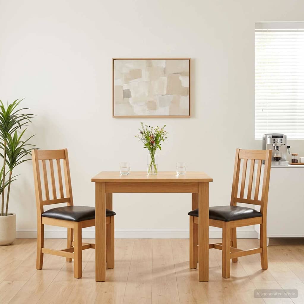 vidaXL Dining Chair VENLO 2 pcs Solid Oak Wood 45 x 53 x 92 cm