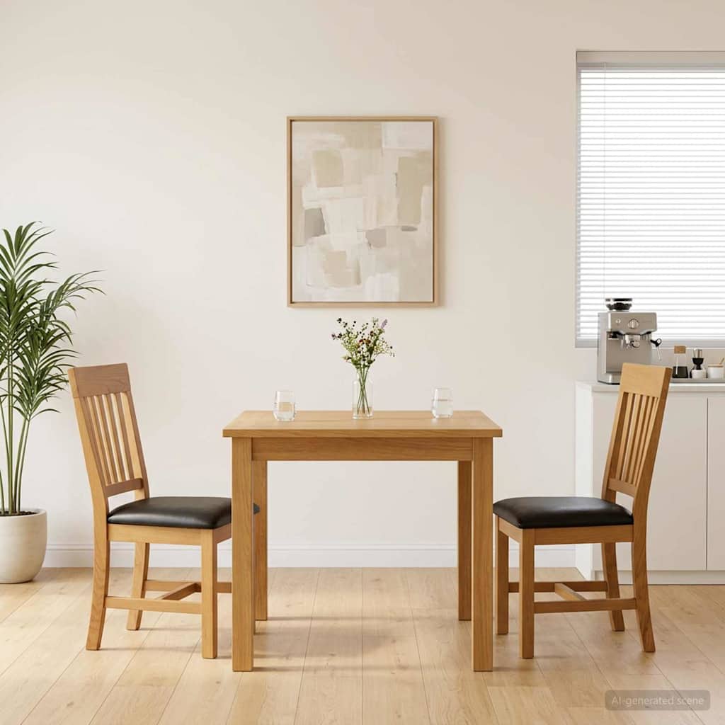 vidaXL Eetkamerstoel 2 pcs Massief Eikenhout Grijs 45 x 59 x 92 cm