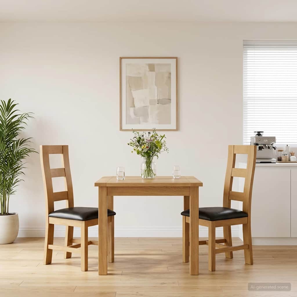 vidaXL Eetkamerstoel 2 pcs Massief Eikenhout Grijs 45 x 51 x 105 cm