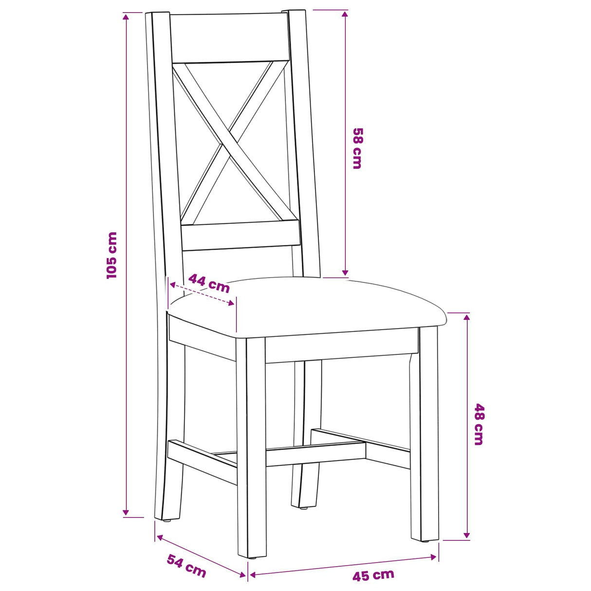 vidaXL Dining Chair 2 pcs Solid Oak Grey 45 x 54 x 105 cm